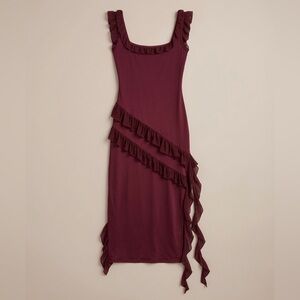 Elegant Burgundy Ruffle Dress